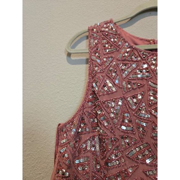 Mac Duggal Women's Pink Sequin Midi Sheath Dress Size 14 Formal Mother of Bride - Picture 6 of 13